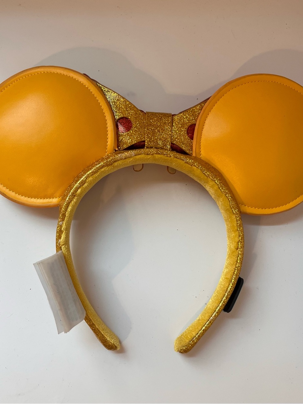Disney Parks Minnie Mouse Pizza Ear Headband Sparkle Sequins Cheese Melt Bow - Picture 6 of 6